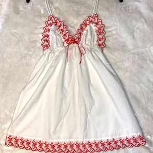 Victoria’s Secret XS white and red lace trimmed nightgown.